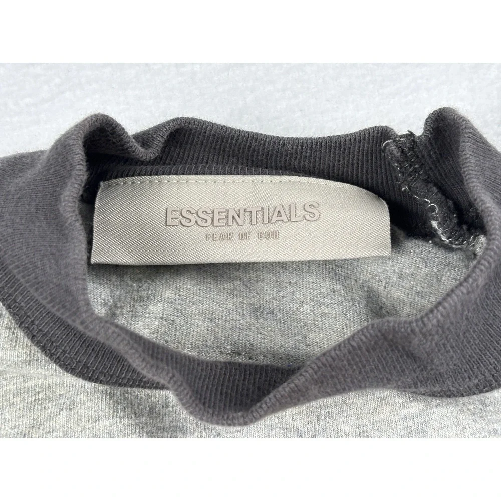 Fear‎ of God Essentials Kids Raglan T Shirt Youth 6/7 Grey Black Logo Tee